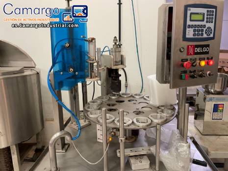 Llenadora rotativa automtica con selladora y tapadora para tarros y botellas Delgo